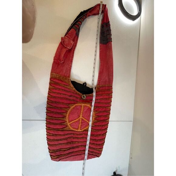 All That Jazz hobo boho peace red crossbody bag - Picture 8 of 10